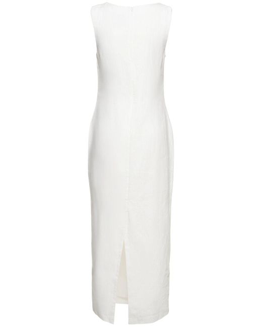 Posse White Alice Linen Midi Dress