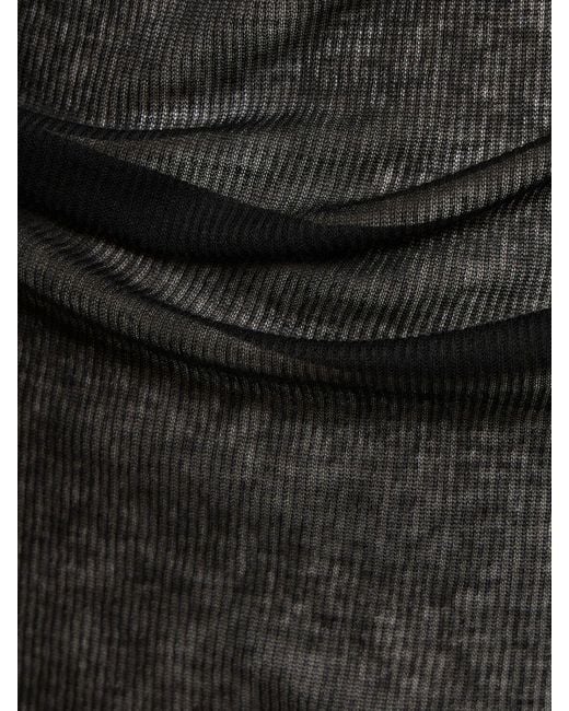 Ann Demeulemeester Black Fiene Ribbed Cotton Long Sleeve Top