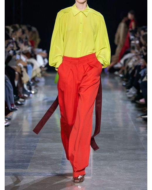Rochas Pleated Cool Wool Pants in Red 