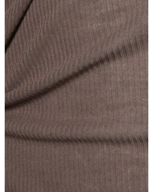 T-shirt en soie mélangée côtelée à manches longues Rick Owens pour homme en coloris Brown