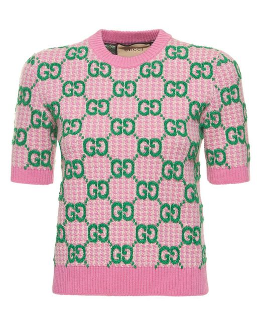 Gucci gg Wool Top in Pink | Lyst