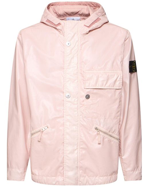 Stone Island Pink Mussola Gommata Short Parka for men