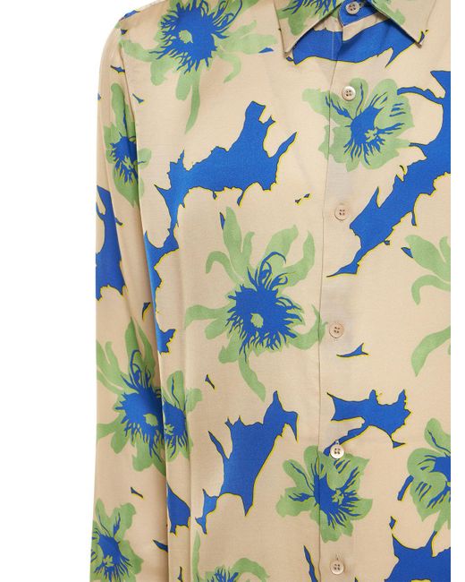 メンズ Dries Van Noten ビスコースサテンシャツ Blue