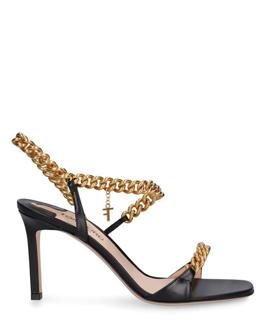 Tom Ford Metallic 85Mm Zenith Leather & Chain Sandals