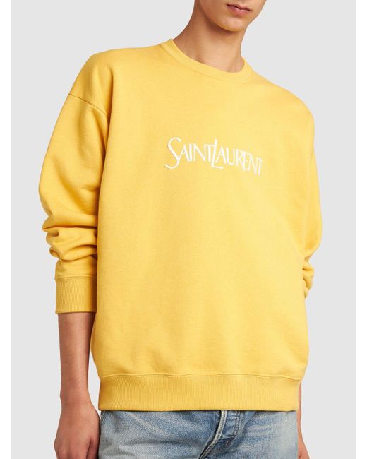 Saint Laurent Yellow Vintage Embroidered Cotton Sweatshirt for men