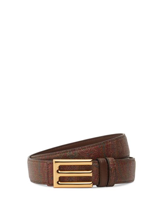 Etro リバーシブルレザーベルト Brown