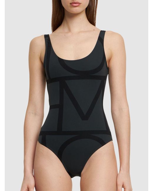 Totême  Black Monogram Swimsuit