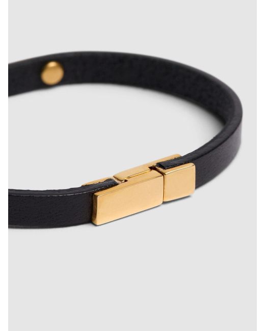 Saint Laurent Black Ysl Leather Bracelet