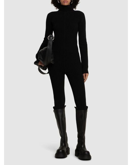 Rick Owens Black Headon Wool Knit Jumpsuit