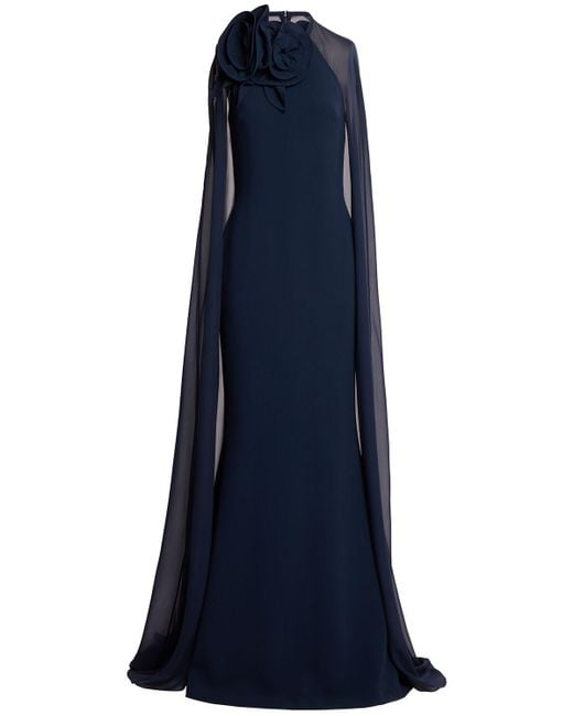 Elie Saab シルクブレンドロングドレス Blue
