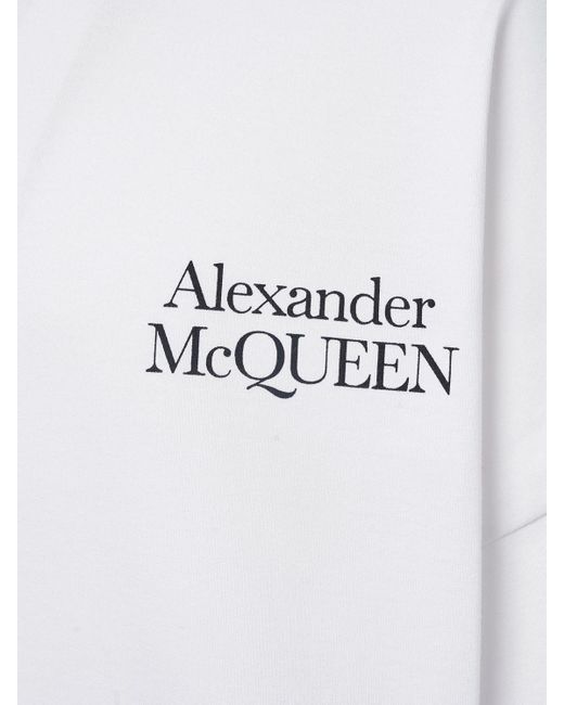 Alexander McQueen White Logo Printed Cotton T-shirt for men