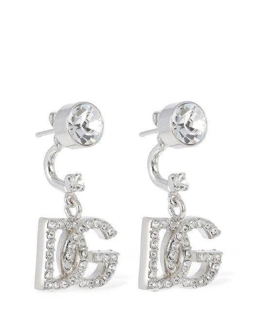 Dolce & Gabbana White Ohrringe Mit Kristallen "dg Diva"