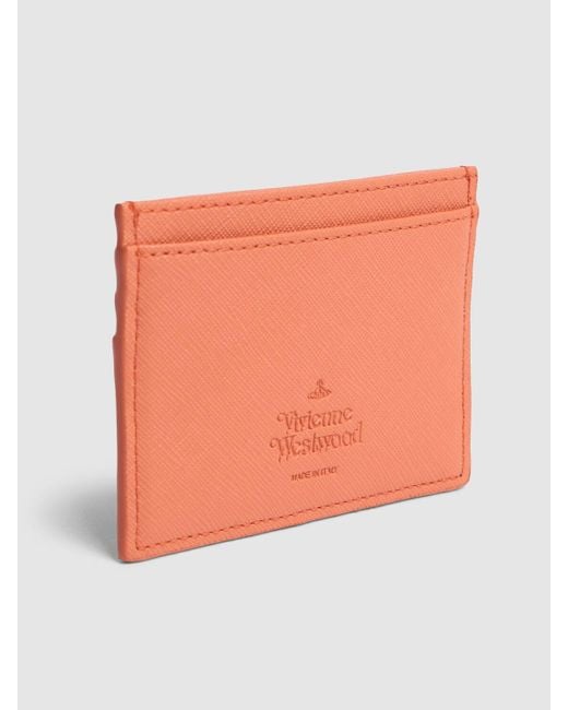 Porte-cartes plat en saffiano Vivienne Westwood en coloris Orange