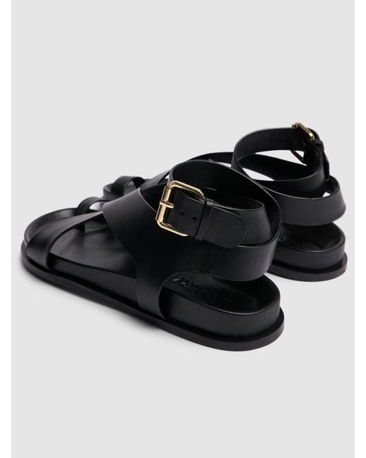 A.Emery Black 20mm Jalen Leather Sandals