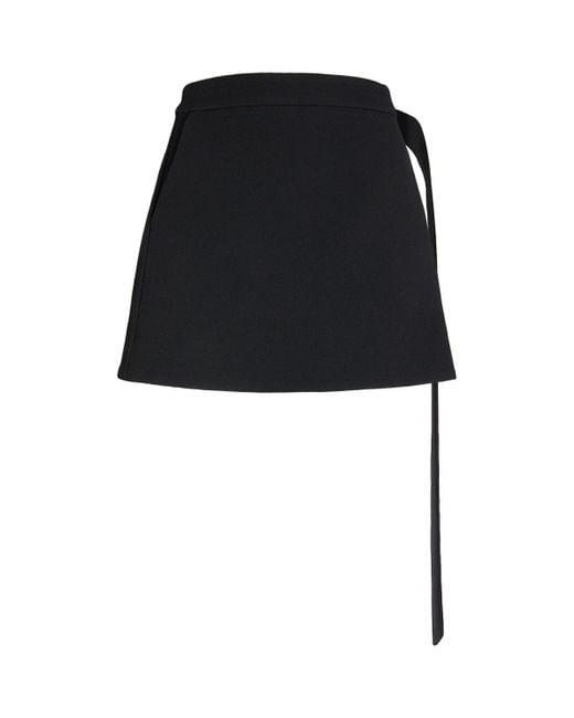 AMI Black Wool Crepe Mini Skirt