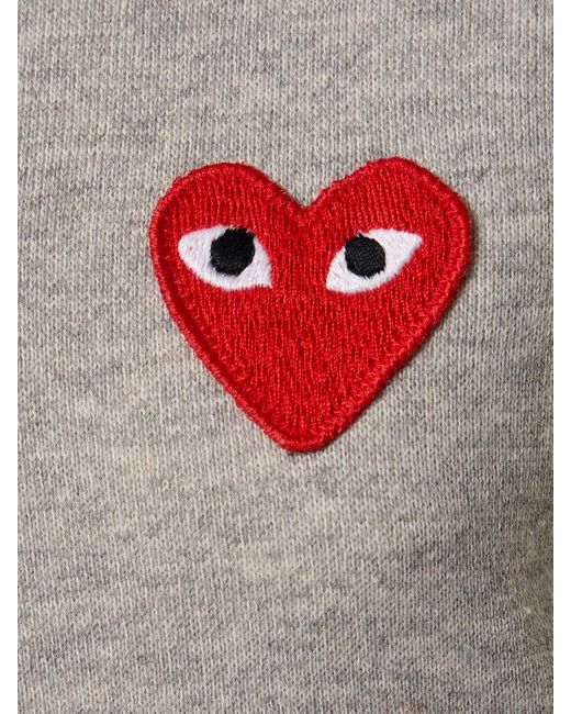 COMME DES GARÇONS PLAY Gray Embroidered Heart Jersey Hoodie