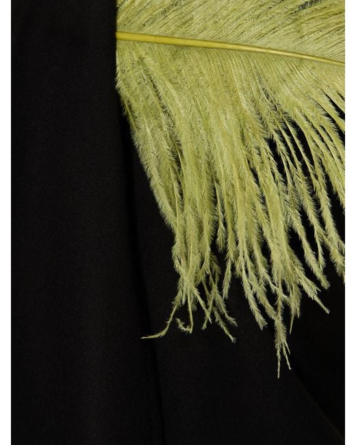16Arlington Black Mirai Crepe Mini Dress W/feathers