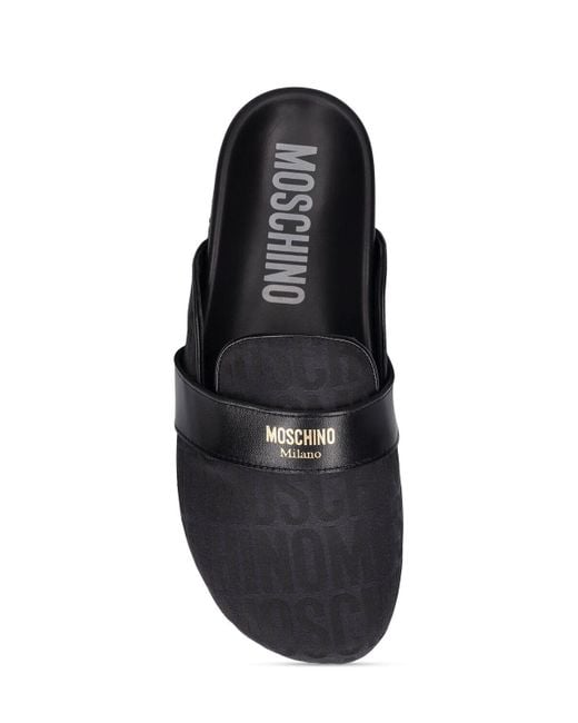 Moschino Black 30Mm Logo Jacquard Mules