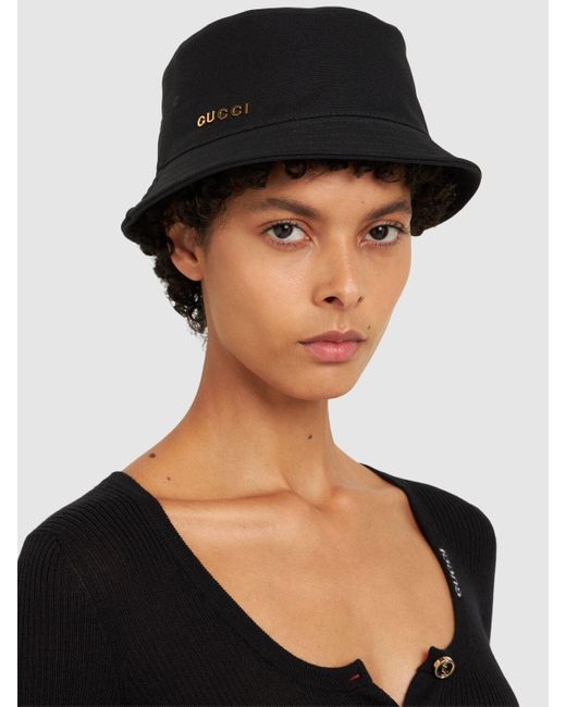 Gucci Black Cotton Bucket Hat