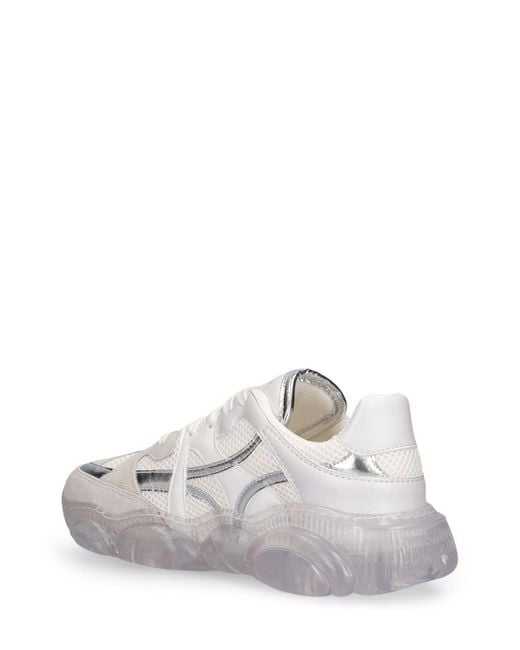 Sneakers de malla y piel Moschino de color White