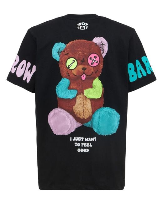 Barrow Black Bear Logo Printed Cotton T-shirt for men
