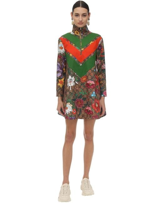 Gucci Flora Gg Supreme テックジャージードレス Multicolor