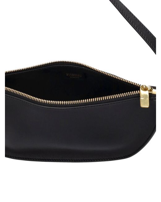 Mini shield leather top handle bag di Burberry in Black