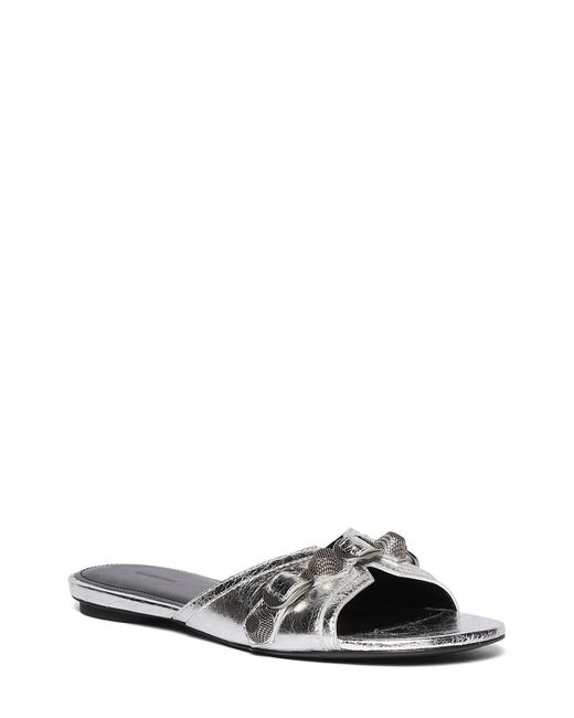 Balenciaga 10mm Cagole Leather Sandals in White | Lyst UK