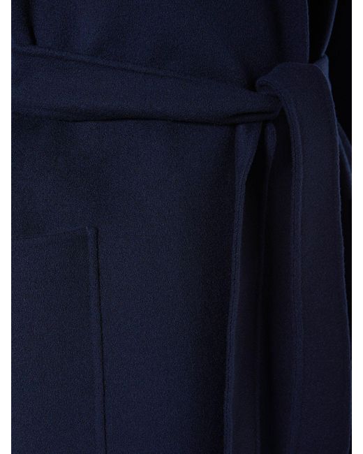 Max Mara Blue Nina Wool Midi Coat W/ Belt
