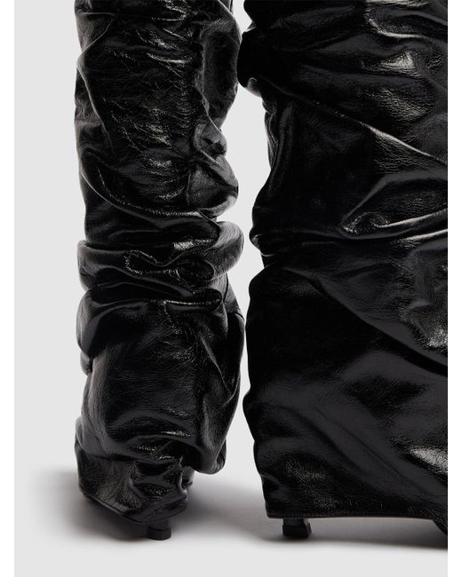 The Attico Black 95mm Juno Shiny Leather Knee-high Boots