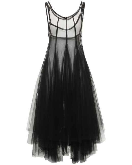 Noir Kei Ninomiya Black Nylon Tulle & Cotton Mini Dress