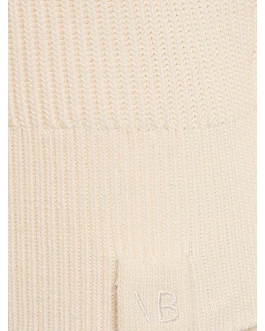 Victoria Beckham Natural V Neck Cotton & Silk Knit Sweater