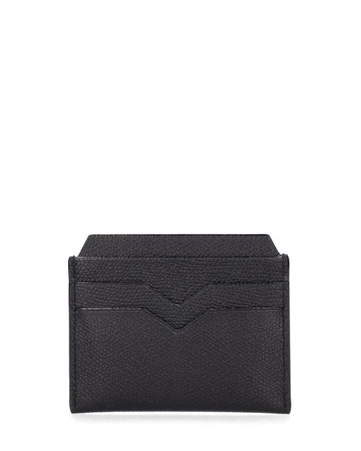 Valextra Black Leather Card Holder for men