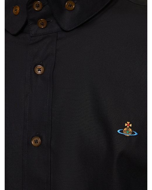 Camisa de popelina de algodón con logo Vivienne Westwood de hombre de color Black