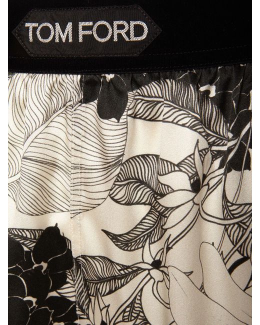 Tom Ford Black Floral Printed Silk Satin Boxers