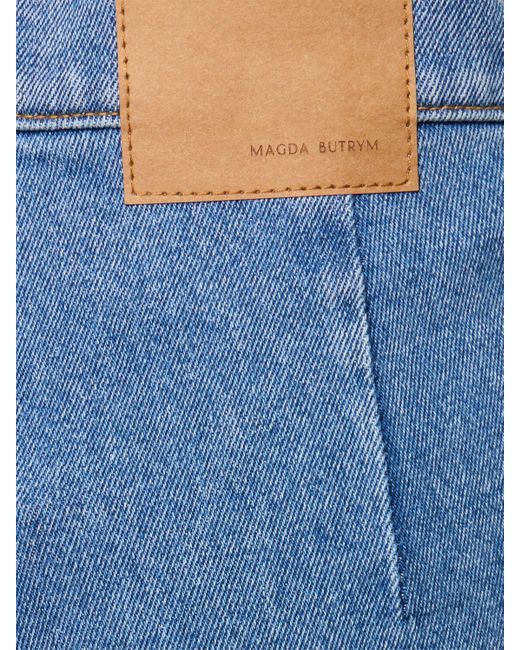 Jeans cropped dritti in denim di Magda Butrym in Blue
