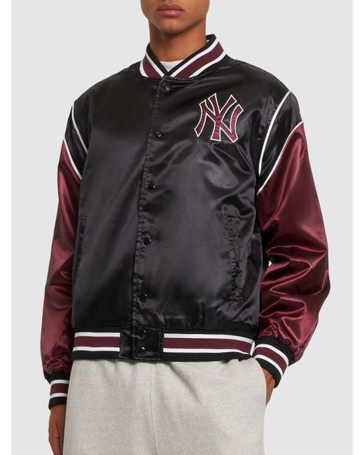 KTZ Black Mlb Ny Yankees Satin Varsity Jacket for men