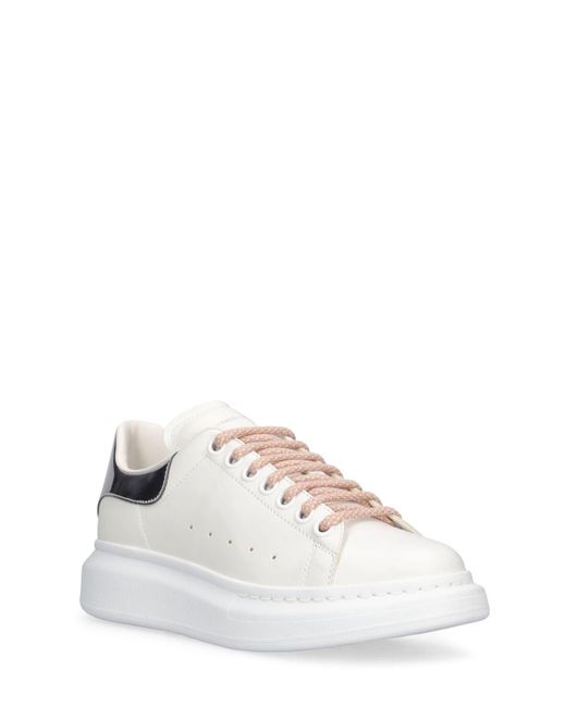 Alexander McQueen Natural Matte And Mirrored-leather Exaggerated-sole Sneakers