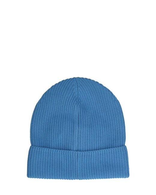 Cappello beanie in cotone con logo di Moncler in Blue da Uomo