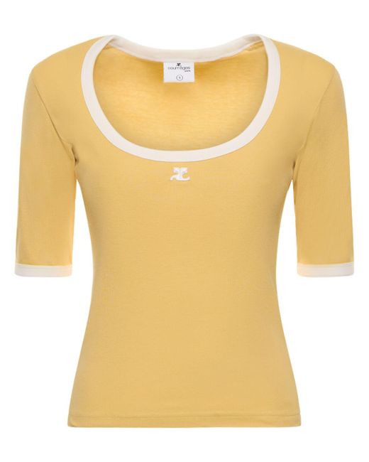Courreges Yellow Holistic Contrast Cotton T-Shirt