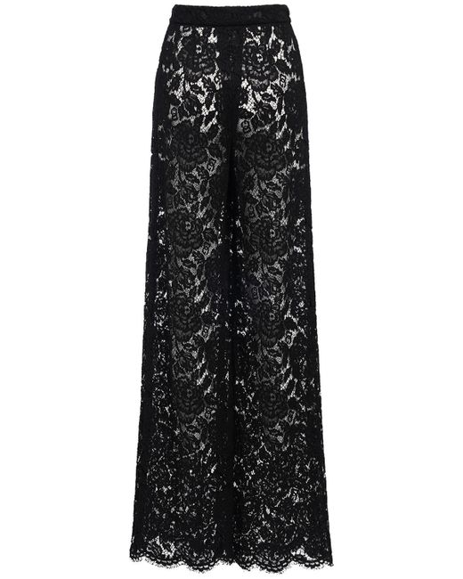 Dolce & Gabbana Black High Rise Flared Lace Pants