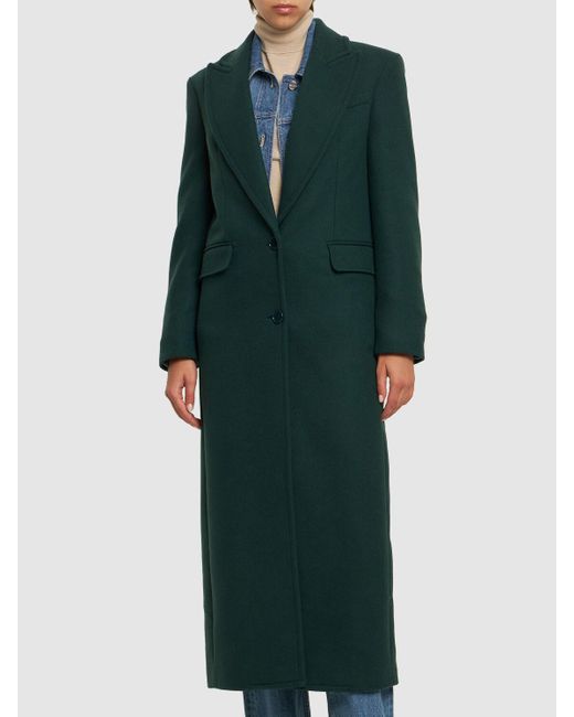Manteau long en laine melton à boutonnage simple Michael Kors en coloris Green