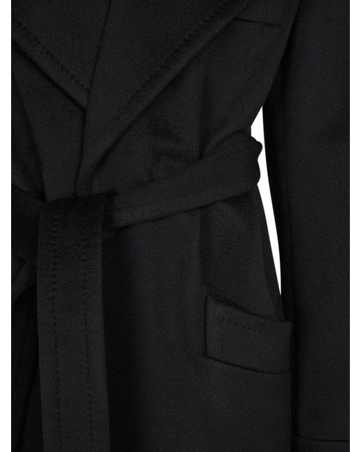 Manteau mi-long en cachemire et laine Saint Laurent en coloris Black
