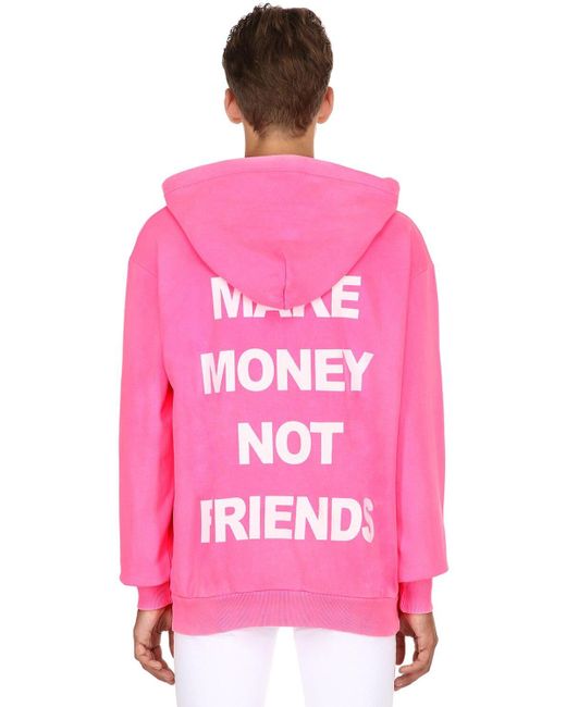 Make Money Not Friends Logo Print Cotton Sweatshirt Hoodie - 