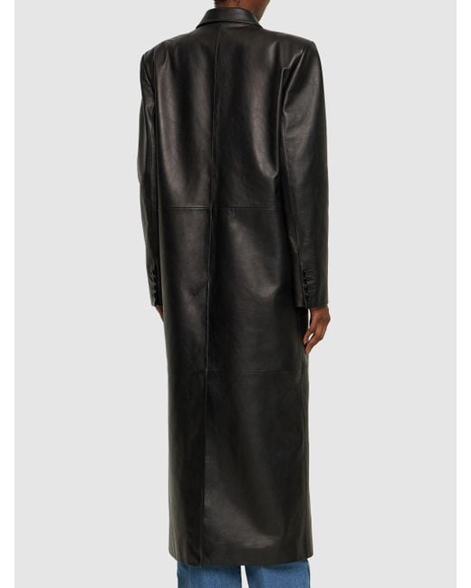 Magda Butrym Black Leather Double Breasted Coat