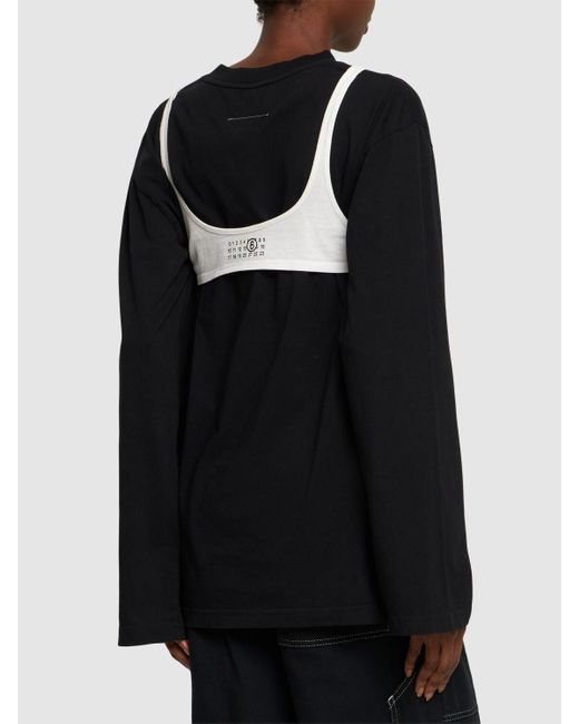 MM6 by Maison Martin Margiela Black Cotton Jersey T-shirt W/bra