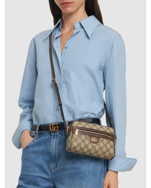 Gucci Gray Mini Ophidia gg Canvas Shoulder Bag