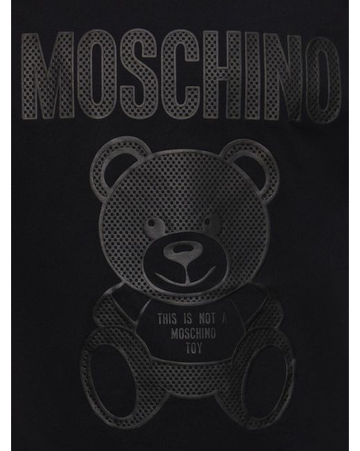 Camiseta de algodón orgánico estampado Moschino de hombre de color Black