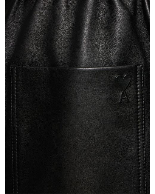 AMI Black Adc Leather Shorts for men