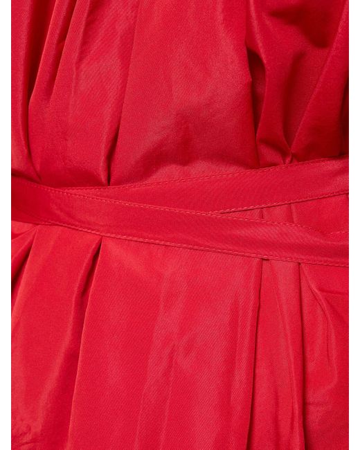 Robe mi-longue en faille à col bardot Patou en coloris Red